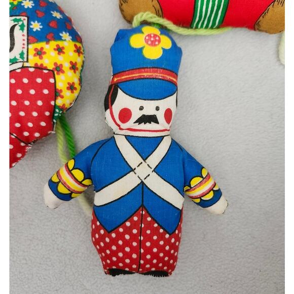 Lot 8 Vintage Plush Fabric Christmas Ornaments Primitive Drummer Noel Stuffy - Picture 2 of 8
